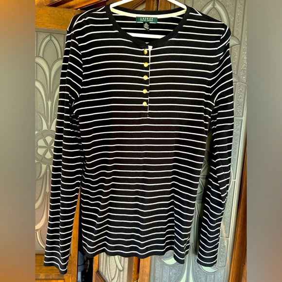 Lauren Ralph Lauren Tops - Lauren By Ralph Lauren Half
Button Down Black and White Top Size XL
